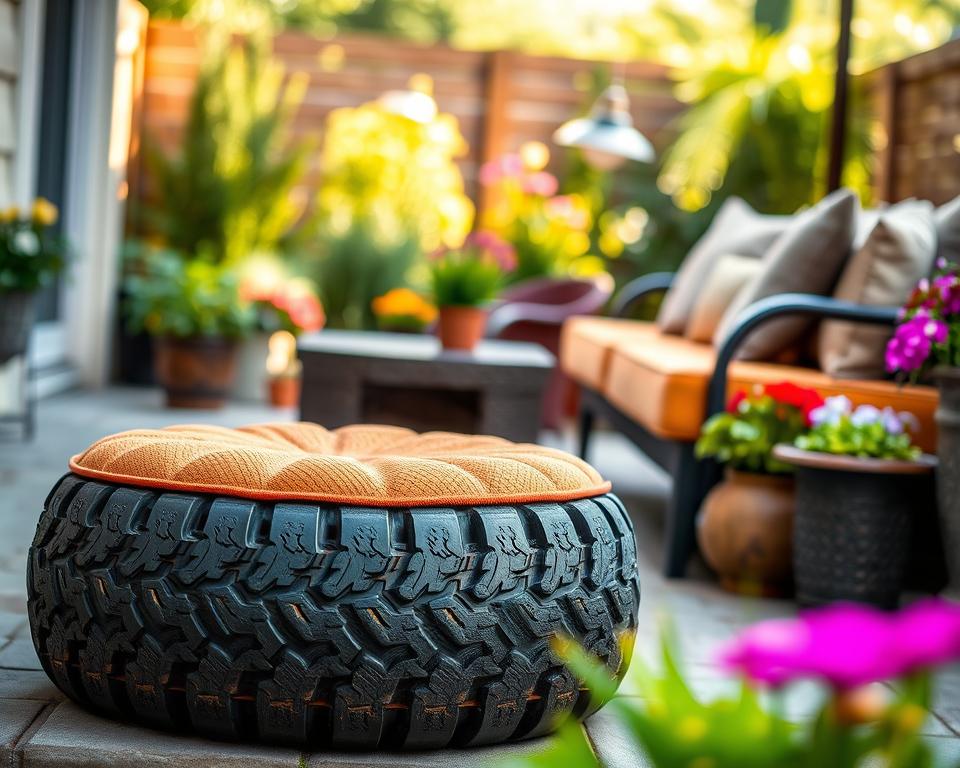 How to Make a DIY Footstool from Old Tires