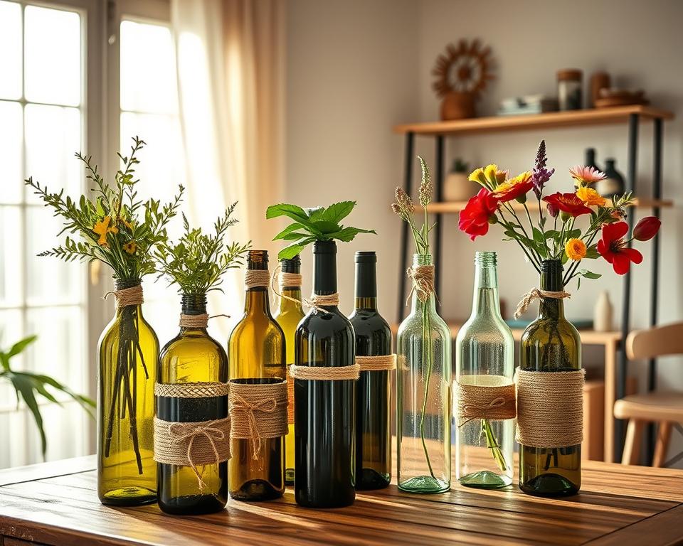 Upcycling Old Wine Bottles into Decorative Vases